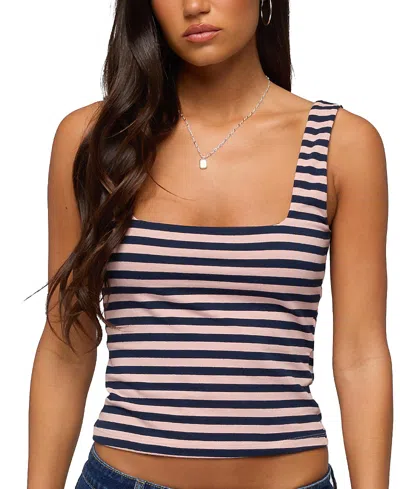 Edikted Striped Built In Bra Tank Top In Blue