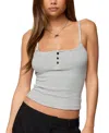 Edikted Striped Henley Tank Top In Gray