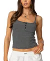 Edikted Striped Henley Tank Top In Black-and-white