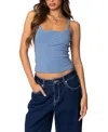 Edikted Striped Henley Tank Top In Blue