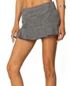 Edikted Stud Pleated Denim Mini Skirt In Dark-gray