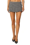Edikted Stud Pleated Low Rise Miniskirt In Dark-gray