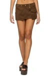 Edikted Asymmetric Studded Faux Suede Mini Skort