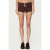 Edikted Studded Belt Denim Micro Shorts In Brown