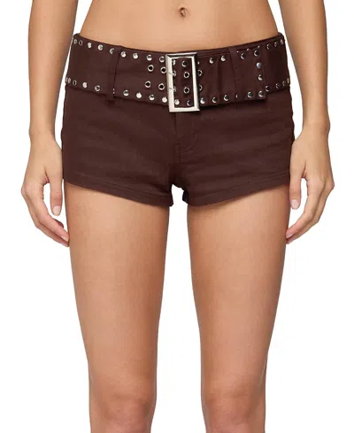 EDIKTED STUDDED BELT DENIM MICRO SHORTS