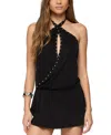 Edikted Studded Drop Waist Backless Mini Dress In Black