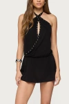 Edikted Studded Drop Waist Backless Mini Dress In Black, Women's At Urban Outfitters In Black