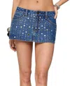 Edikted Studded Grommet Denim Mini Skort In Blue