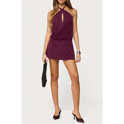 Edikted Studded Halter Minidress In Brown