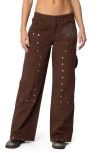 Edikted Studded Low Rise Carpenter Jeans In Brown