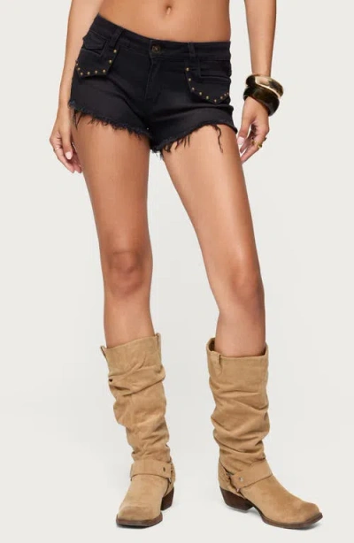 EDIKTED EDIKTED STUDDED LOW RISE DENIM SHORTS