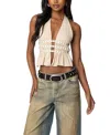 Edikted Studded Split Front Open Back Halter Top In Cream