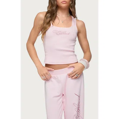 Edikted Studio Rhinestone Crop Tank In Pink