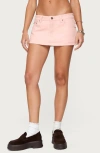 Edikted Sukie Low Rise Denim Miniskort In Pink