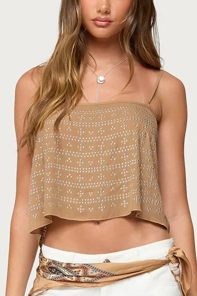 Edikted Sunna Studded Top In Brown, Women's At Urban Outfitters