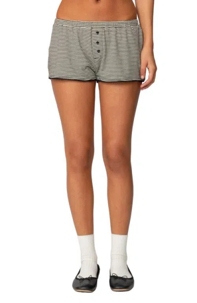 Edikted Suzy Striped Shorts In Black-and-white