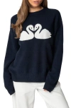 Edikted Swan Oversize Sweater In Navy