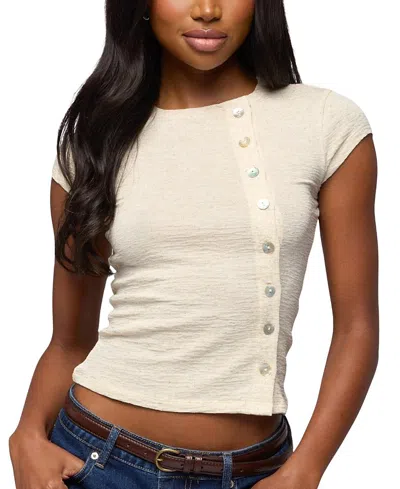 Edikted Swapna Asymmetric Button-up Top In White