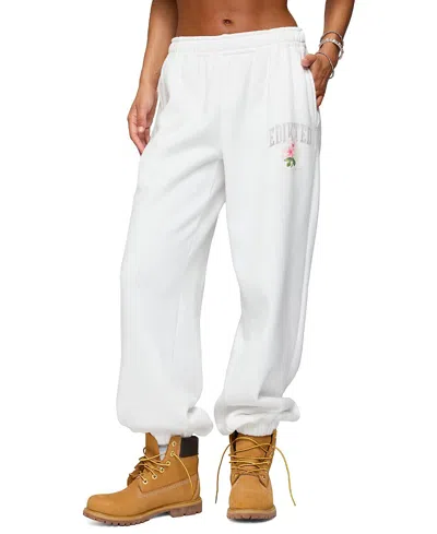 Edikted Flerua Logo Sweatpants In White