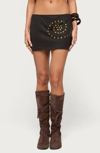 Edikted Swirl Stud Miniskirt In Black
