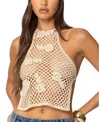 Edikted Syd Backless Crochet Halter Top In Beige
