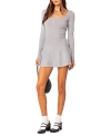 Edikted Sylver Long Sleeve Knit Minidress In Gray Melange