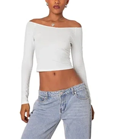 Edikted Tahlia V Neck Off Shoulder Top In White