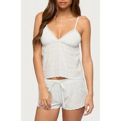 Edikted Talula Cotton Eyelet Babydoll Camisole In White