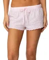 Edikted Talula Cotton Eyelet Tie Waist Shorts In Light-pink