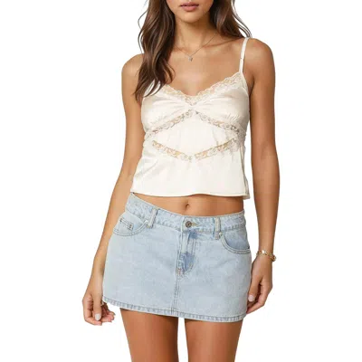 Edikted Tamar Lace Trim Satin Camisole In Cream