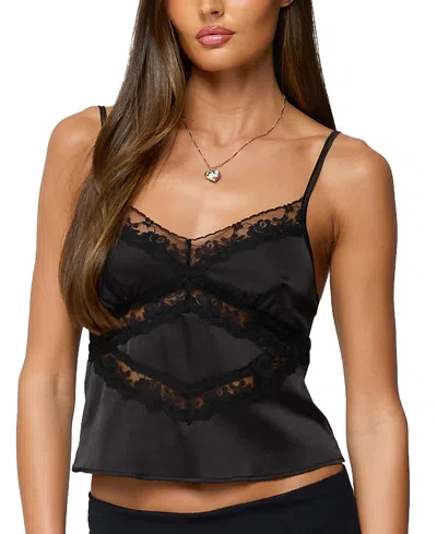 Edikted Tamar Satin Effect Tank Top In Black