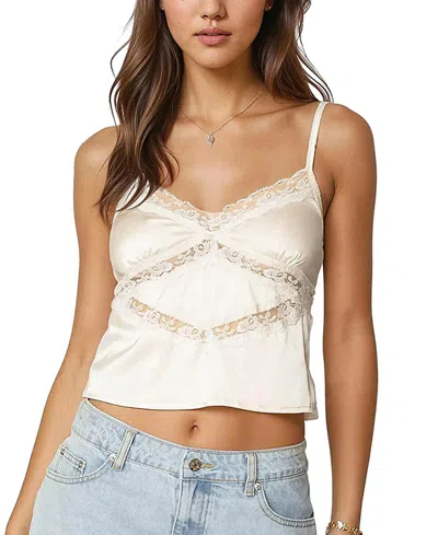 Edikted Tamar Lace Trim Satin Camisole In Cream