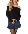 Edikted Tamara Foldover Knit Top In Black