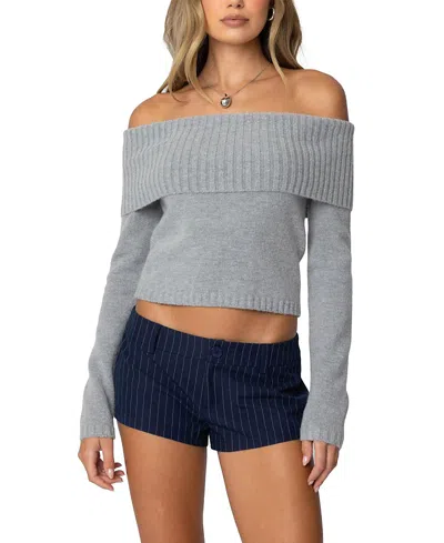 EDIKTED TAMARA FOLD OVER KNIT TOP