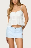 Edikted Tamora Eyelet Crop Cotton Babydoll Tank Top In White