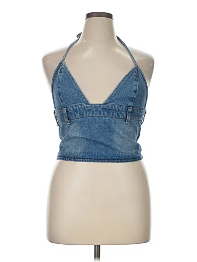 Pre-owned Edikted Tank Top Blue Halter Neckline Tops