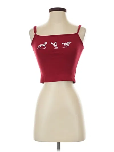 Pre-owned Edikted Tank Top Burgundy Strapless Neckline Tops