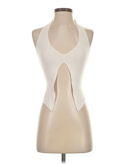 Pre-owned Edikted Tank Top Ivory Halter Neckline Tops In White