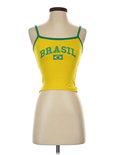 Pre-owned Edikted Tank Top Yellow Halter Neckline Tops