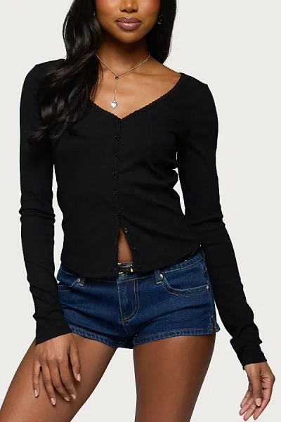 Edikted Tanya Button Up Cardigan In Black, Women's At Urban Outfitters