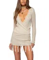Edikted Tassel Long Sleeve Mini Sweater Dress