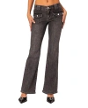 Edikted Tatum Washed Low Rise Flare Jeans In Dark Gray