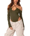 Edikted Women's Taurus Plunge Neck Bodysuit In Olive