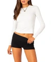 Edikted Tay Long Sleeve Crop Top In White