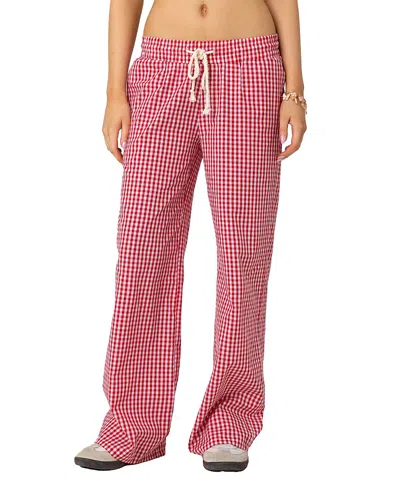 Edikted Taya Gingham Pants In Red