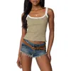 Edikted Teagan Ribbed Tank Top In Olive