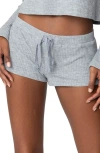 Edikted Teddy Waffle Shorts In Gray-melange