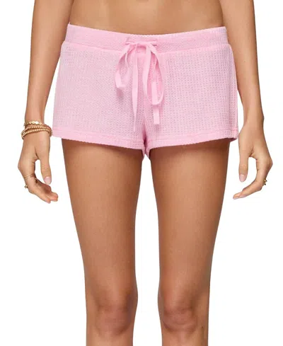 Edikted Teddy Waffle Shorts In Pink