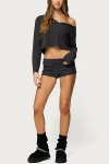Edikted Teddy Waffle Shorts In Black, Women's At Urban Outfitters