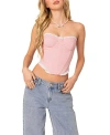 Edikted Women's Tempting Textured Ruffle Hem Corset Top In Light Pink
